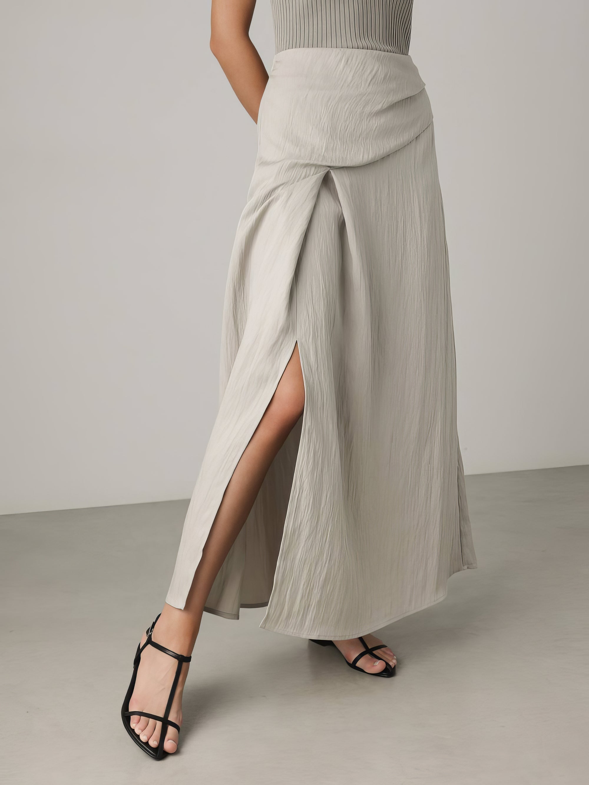 Drape Detail Black Tank Top