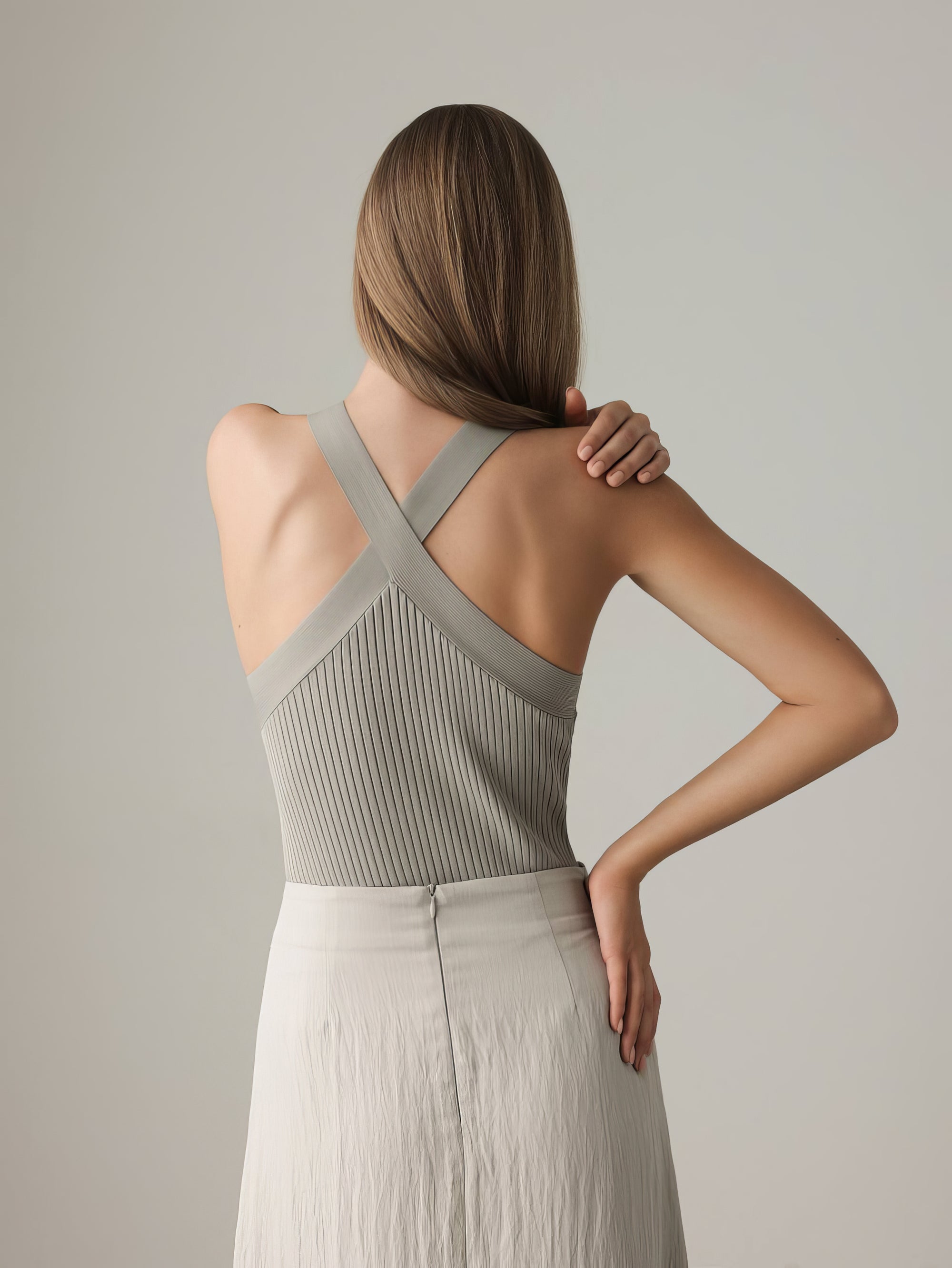 Drape Detail Black Tank Top
