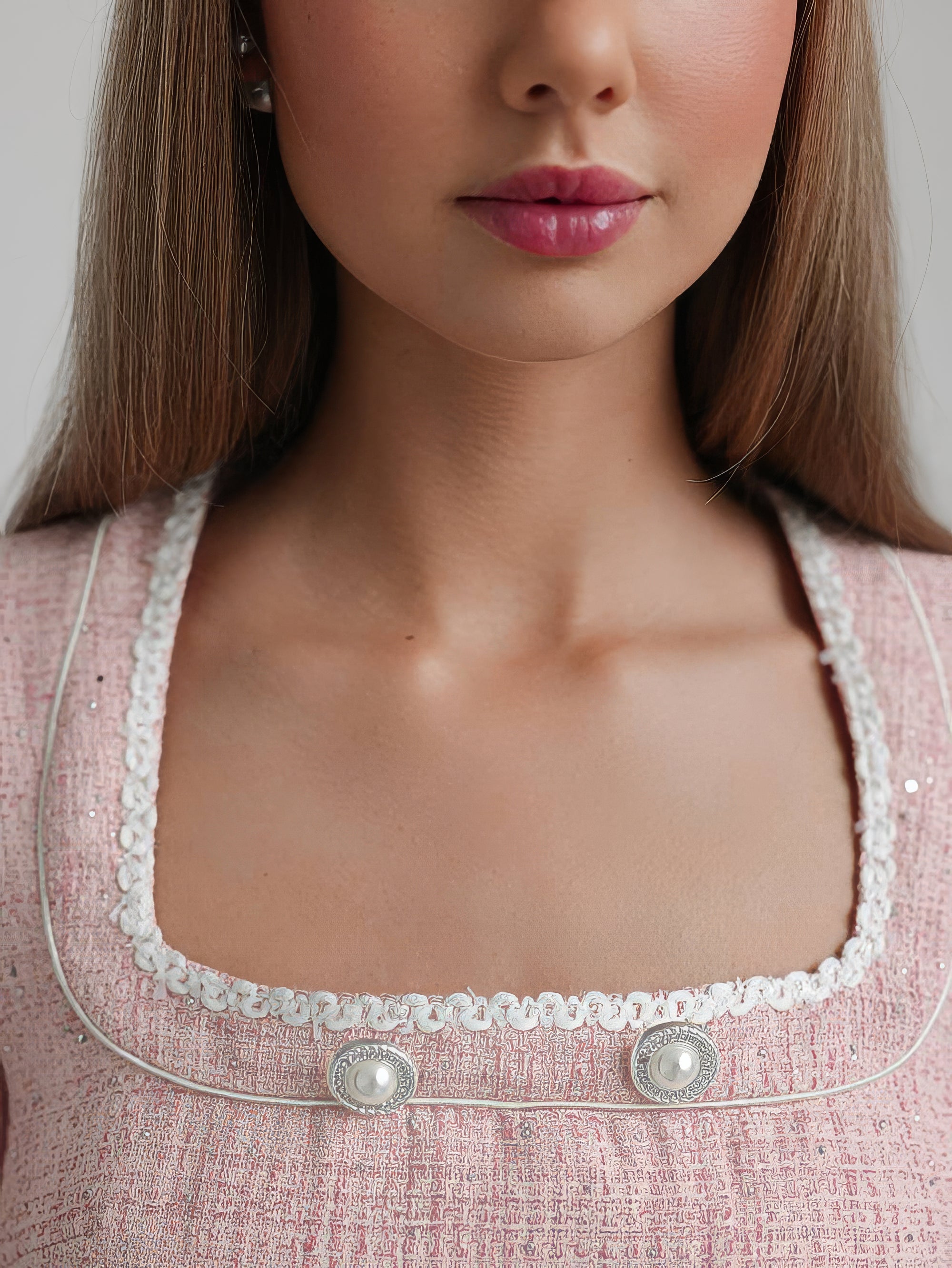Elegant Pink Tweed Dress