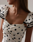 Retro Polka Dot Black Midi Dress