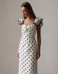 Retro Polka Dot Black Midi Dress