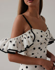 Retro Polka Dot Black Midi Dress