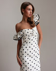 Retro Polka Dot Black Midi Dress
