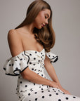Retro Polka Dot Black Midi Dress