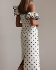 Retro Polka Dot Black Midi Dress