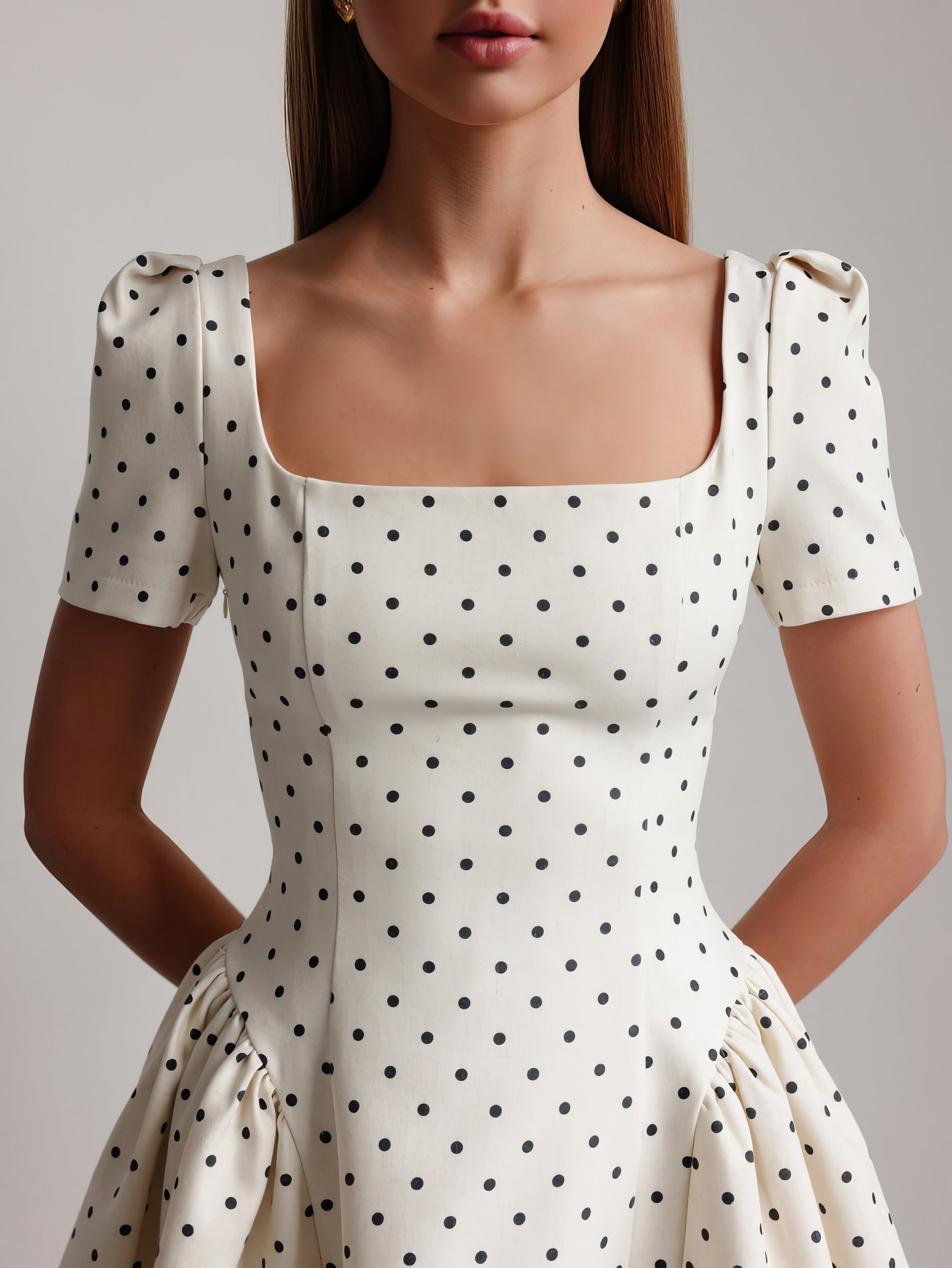 Vintage-Inspired White Polka Dot Mini Dress