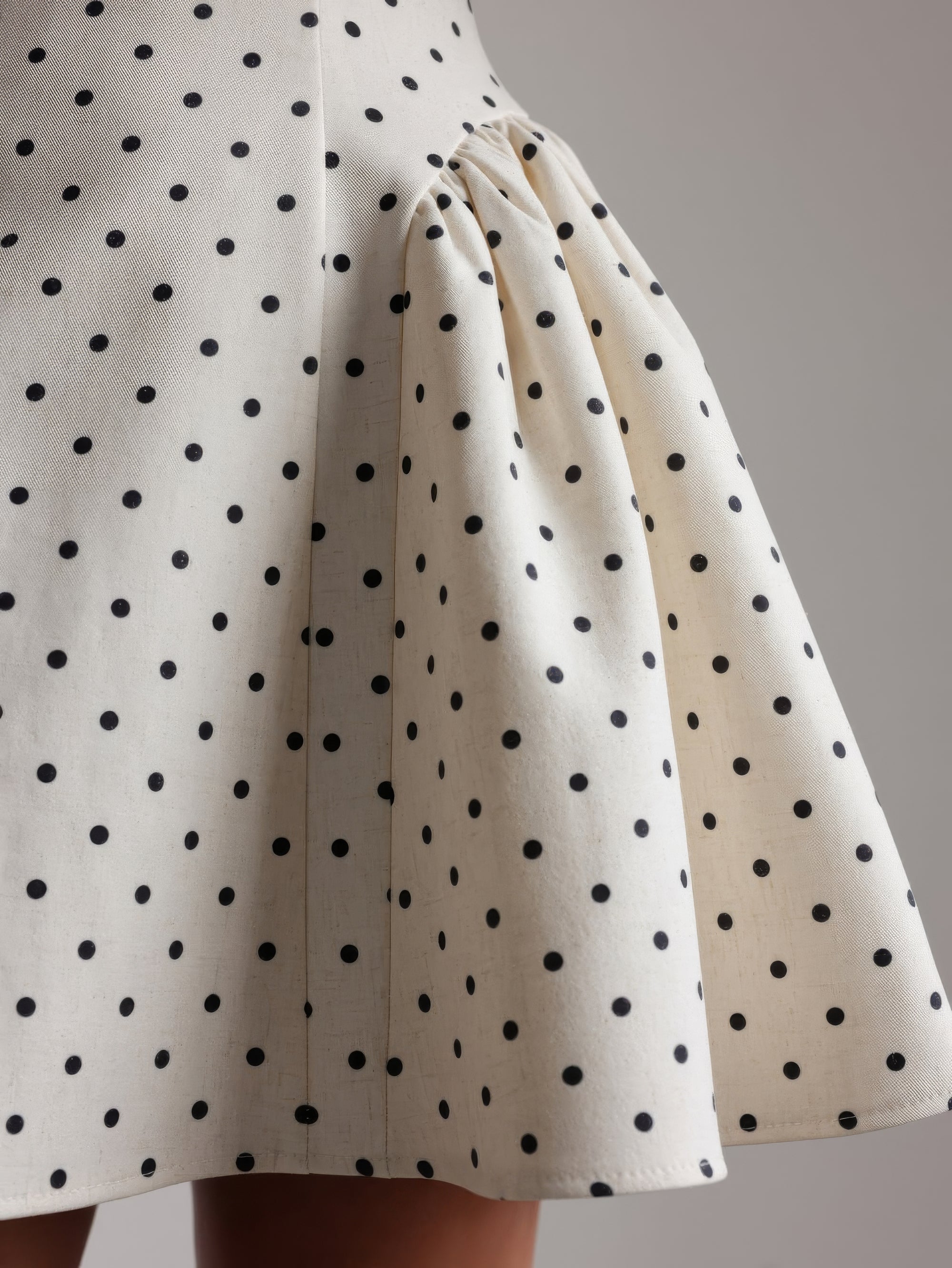 Vintage-Inspired White Polka Dot Mini Dress