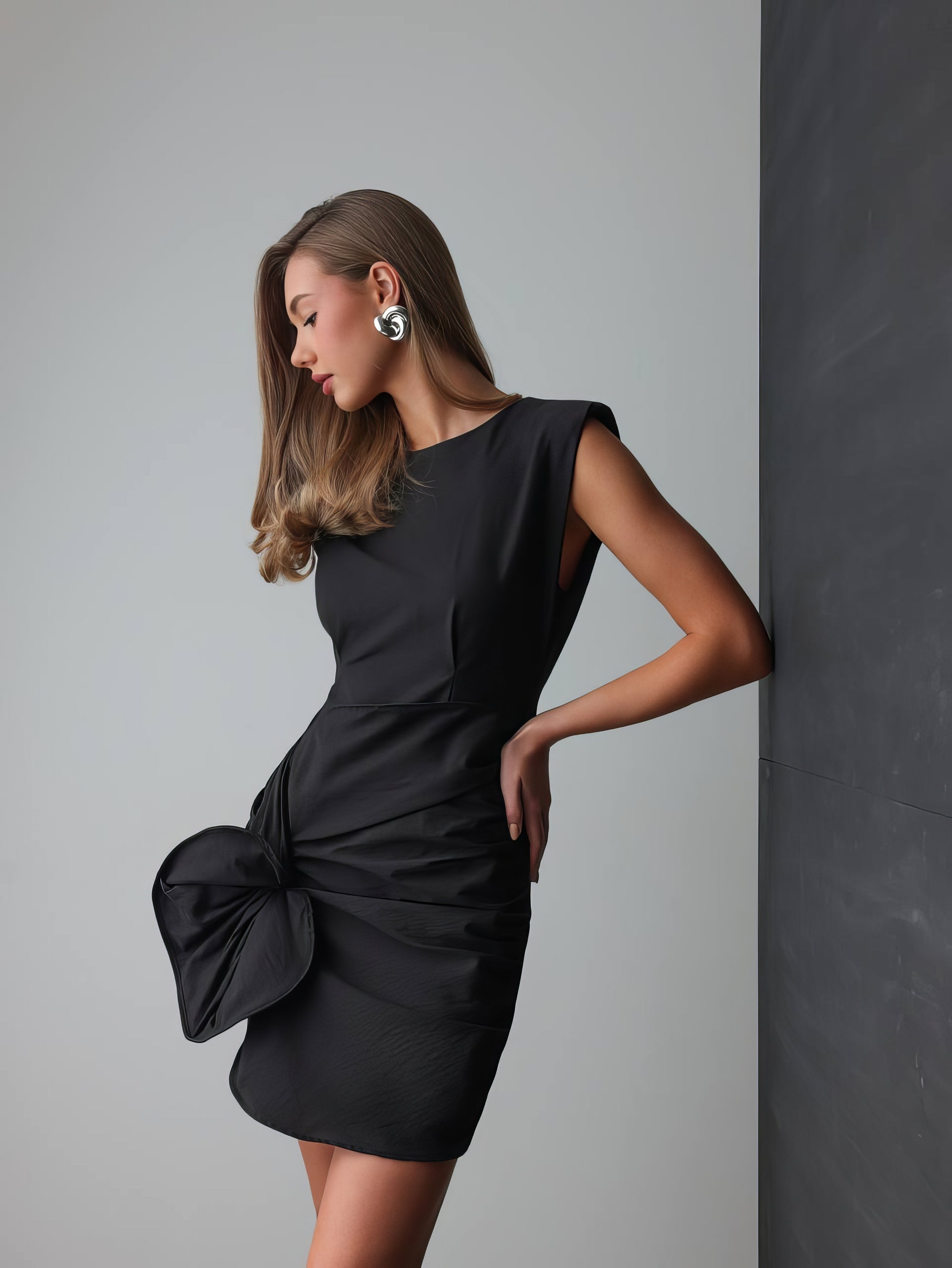 Noble Black Long Sleeve Mini Dress