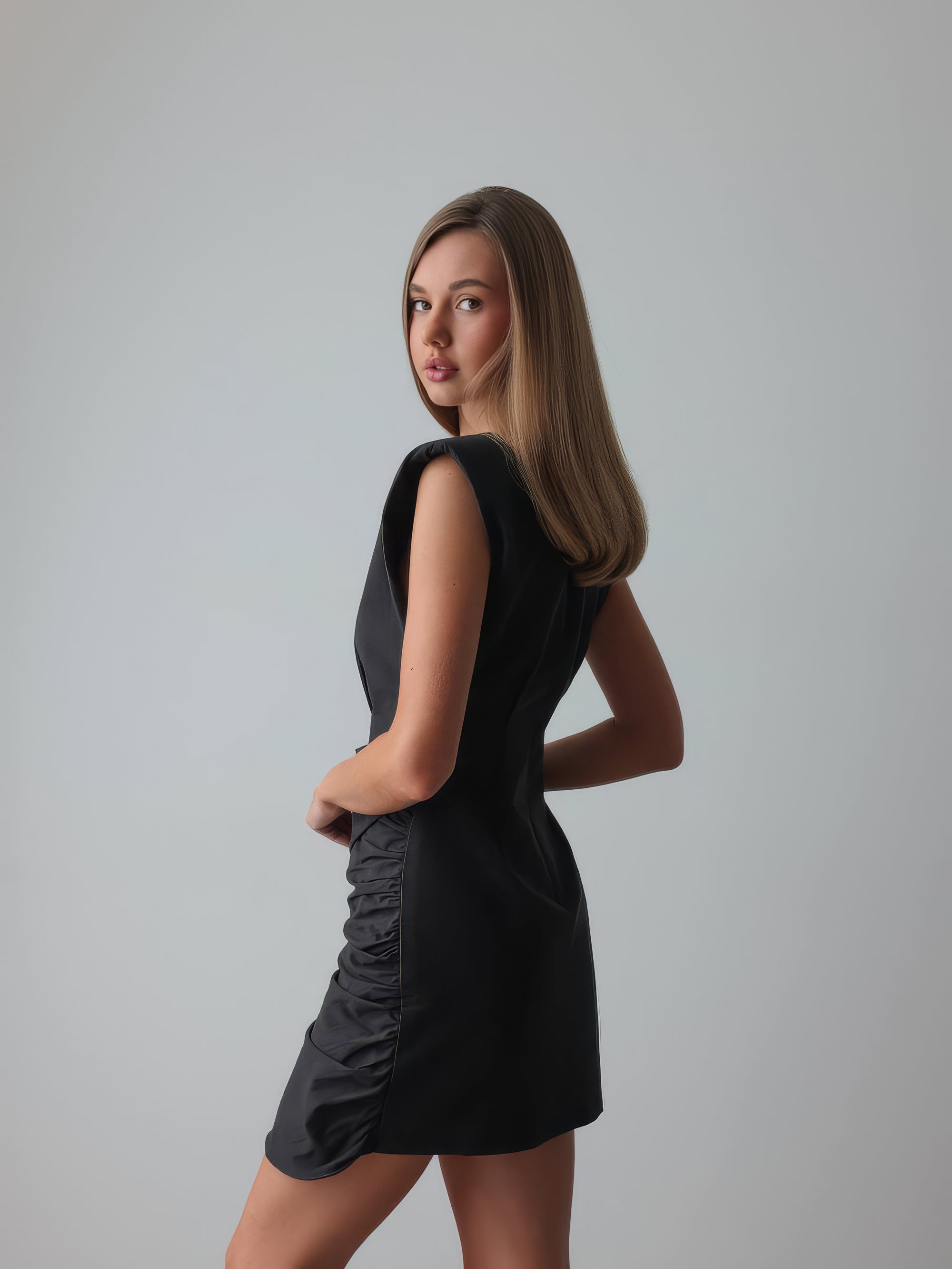 Noble Black Long Sleeve Mini Dress