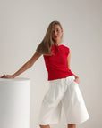 Fluid White Culotte Shorts