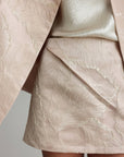 High Neck Jacquard Ecru Blouse