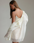 High Neck Jacquard Ecru Blouse