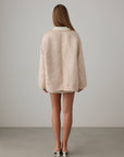 High Neck Jacquard Ecru Blouse