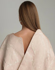 High Neck Jacquard Ecru Blouse