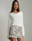 Shimmering Silver Sequin Mini Skirt