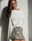 Shimmering Silver Sequin Mini Skirt