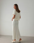 Fluid White Straight Cut Midi Skirt