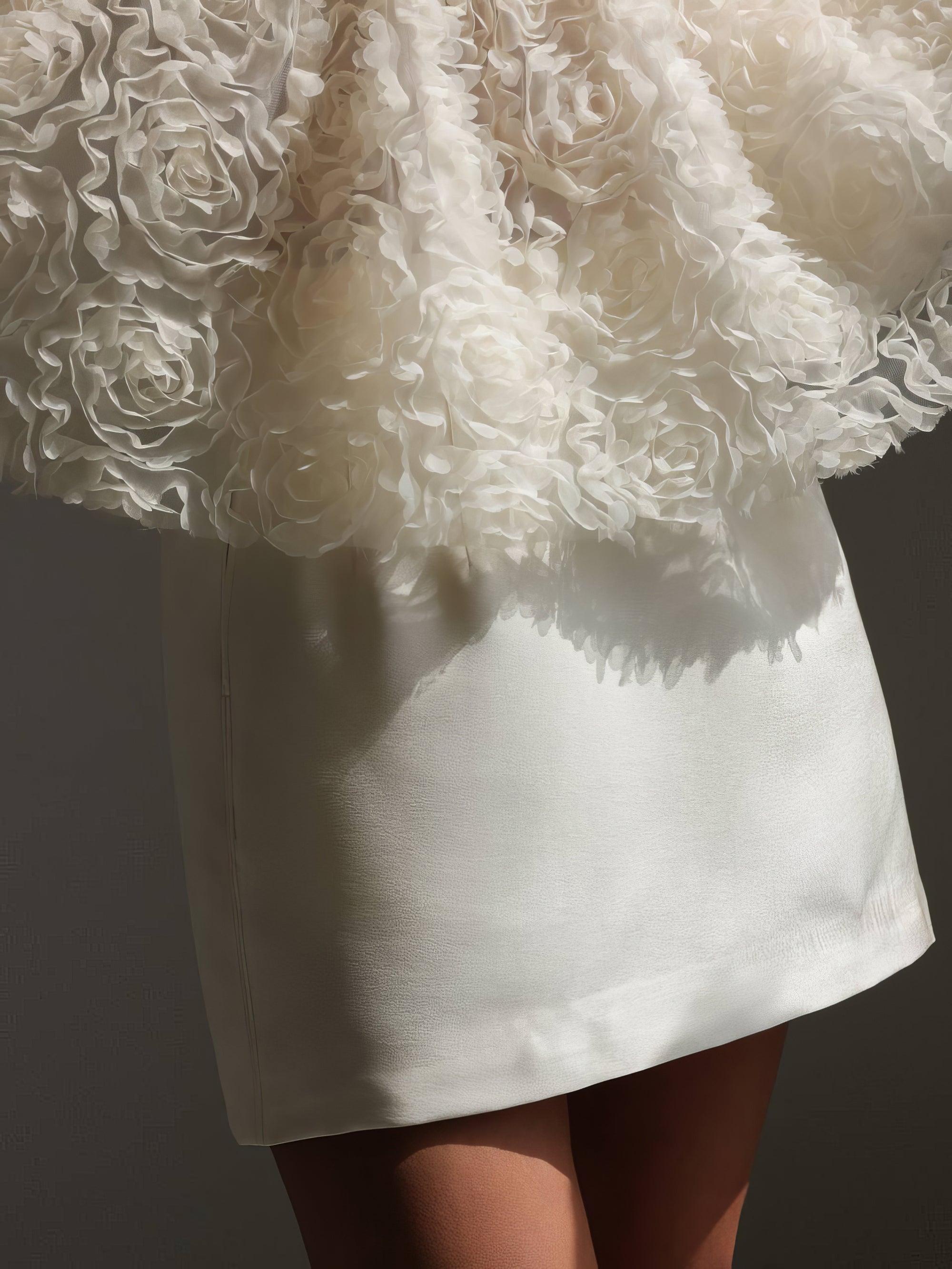 Embossed Floral Ecru Peplum Blouse