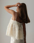 Embossed Floral Ecru Peplum Blouse