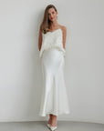 Grand Shimmering White Tulle Midi Skirt