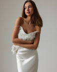 Grand Shimmering White Tulle Midi Skirt