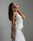 Grand Shimmering White Tulle Midi Skirt