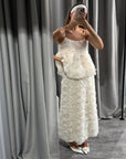 Flora Embellished White Peplum Set