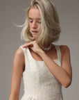 Claire Cream Square-Neck Lace Dress