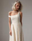 Claire Cream Square-Neck Lace Dress