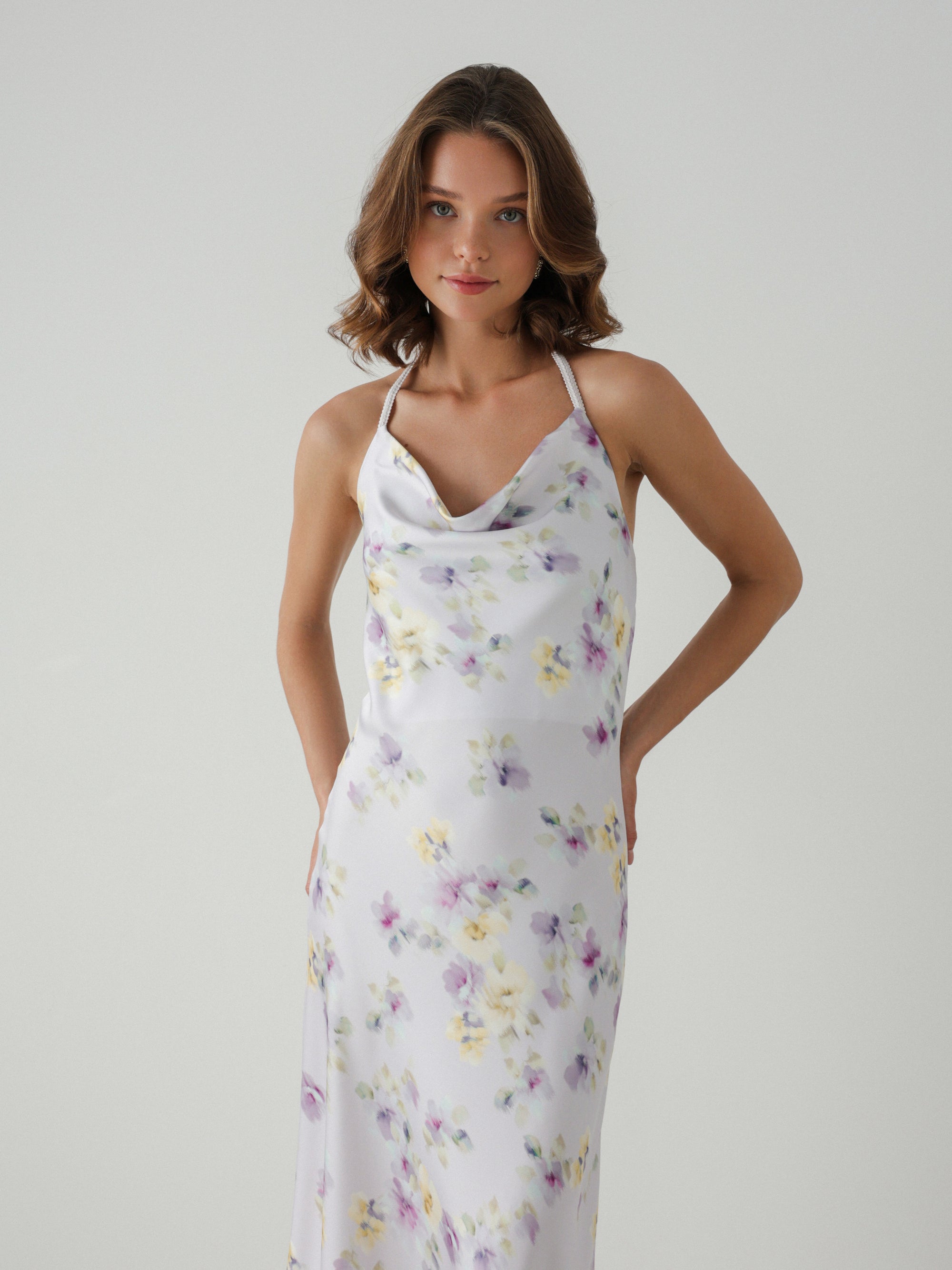 Floral Drape Slip Dress