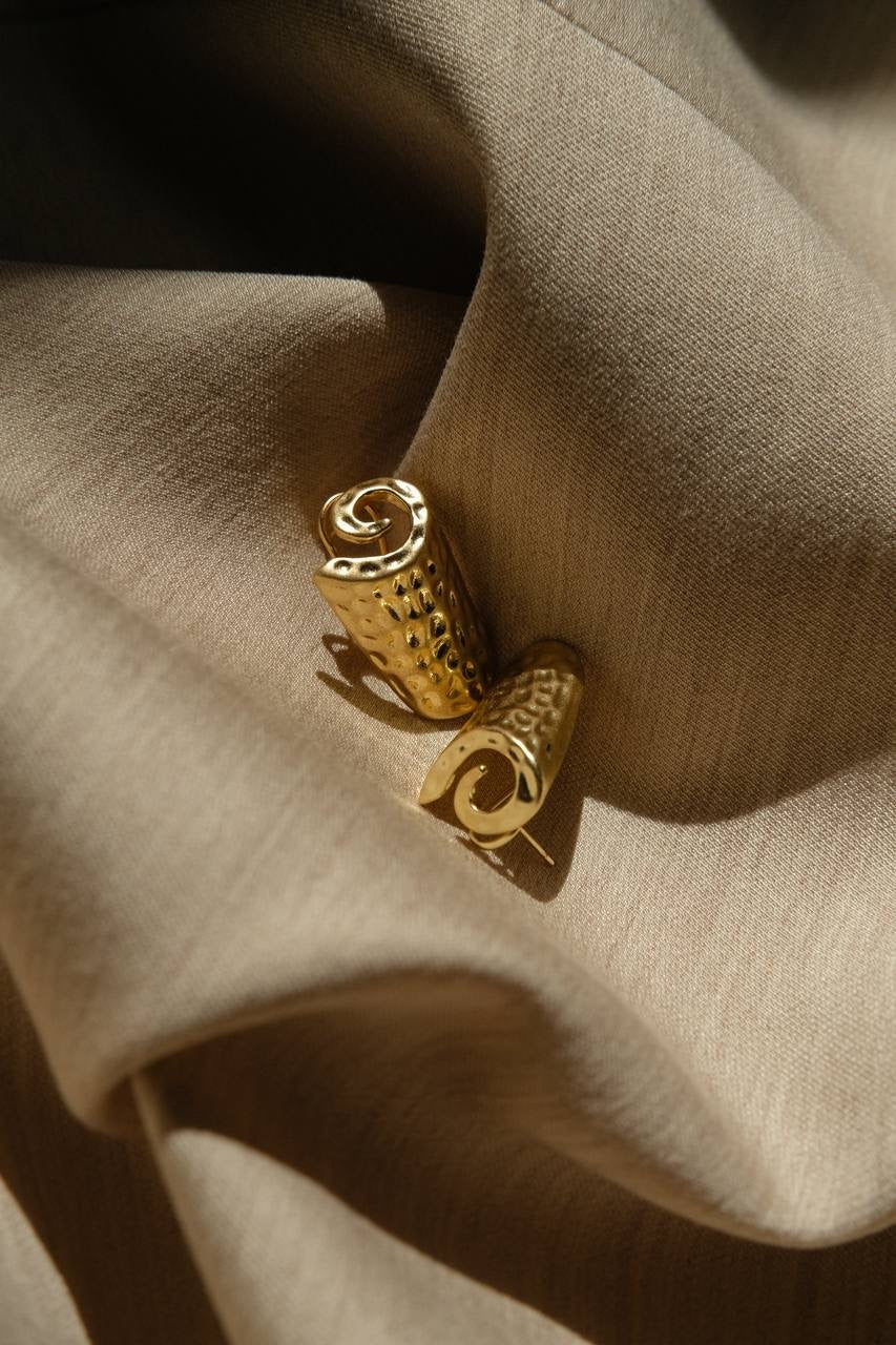 Golden Spiral Hoops Earrings