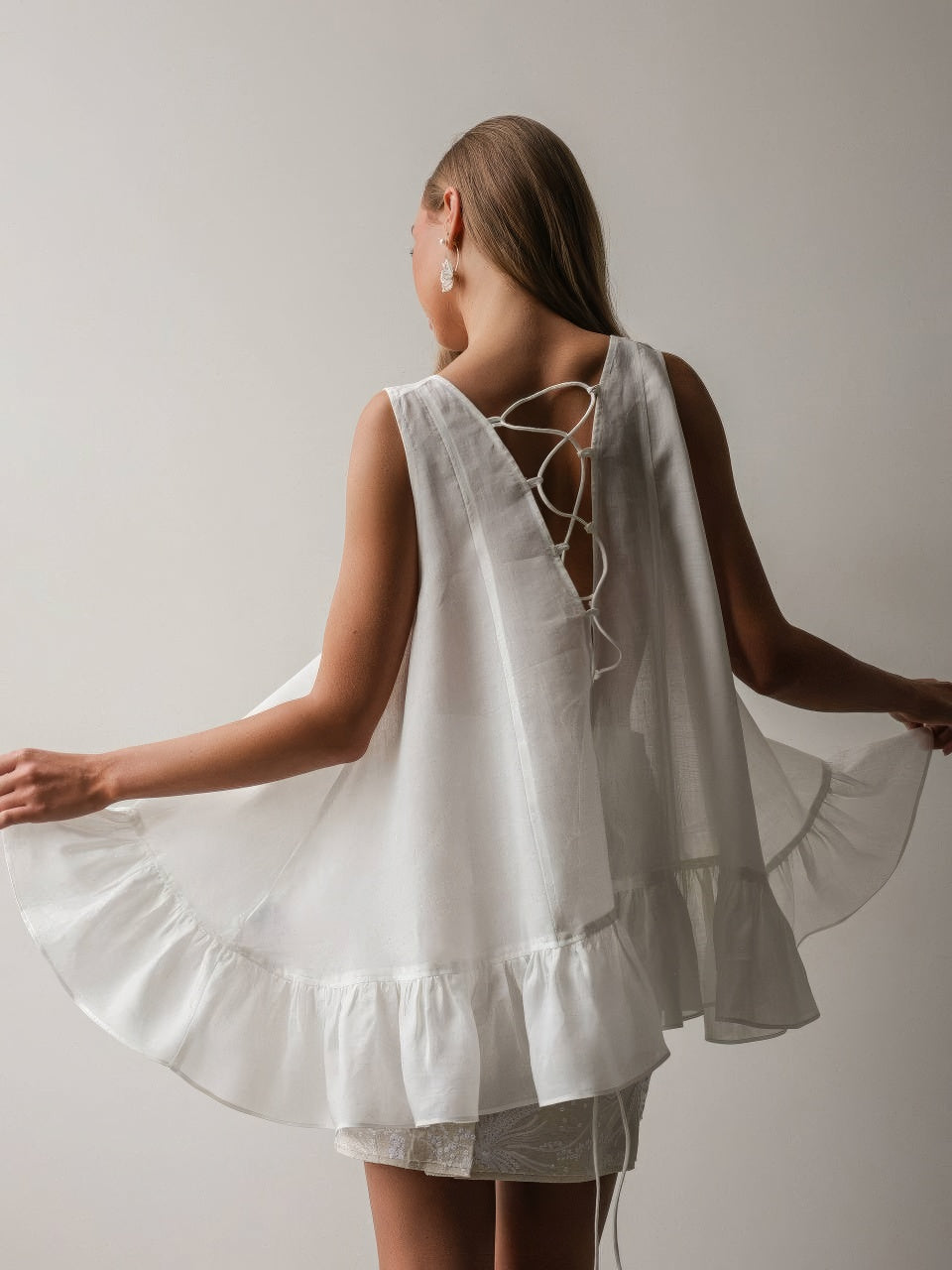 White Orchid Ruffle Top