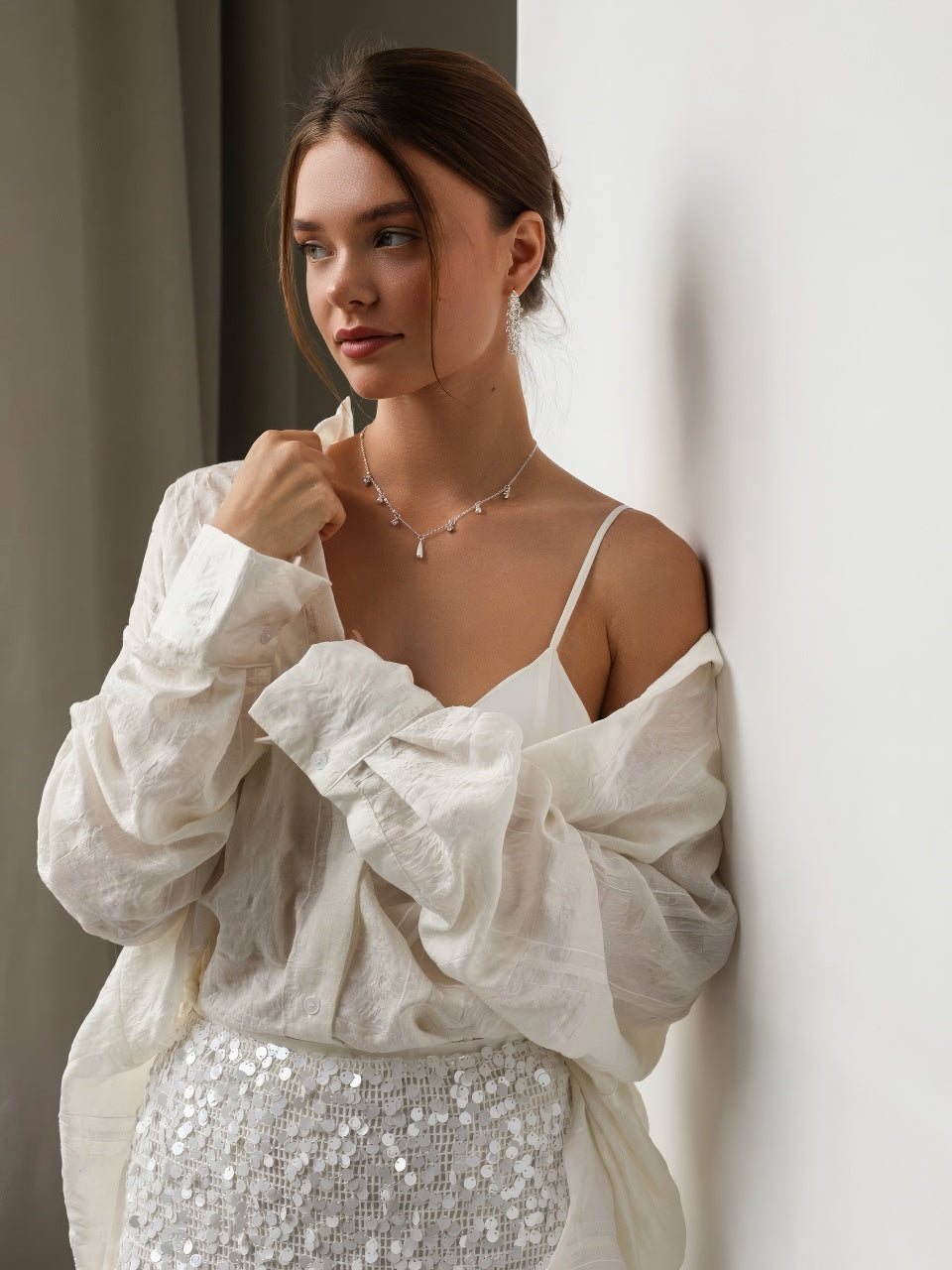 Snow Sequin Midi Skirt