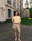 Latte Pleated Shorts