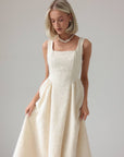 Claire Cream Square-Neck Lace Dress