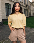 Latte Pleated Shorts