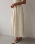 Claire Cream Square-Neck Lace Dress