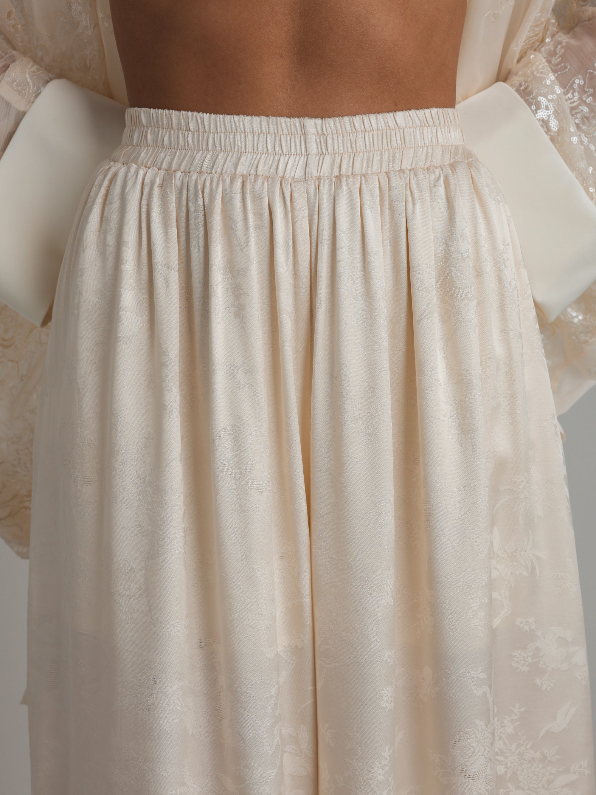 Jacquard Silk Palazzo Pants