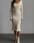 Elegant Cross-Front Ribbed Maxi Dress