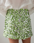 Green Sequin Mini Skirt