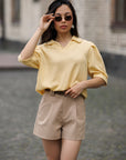 Latte Pleated Shorts