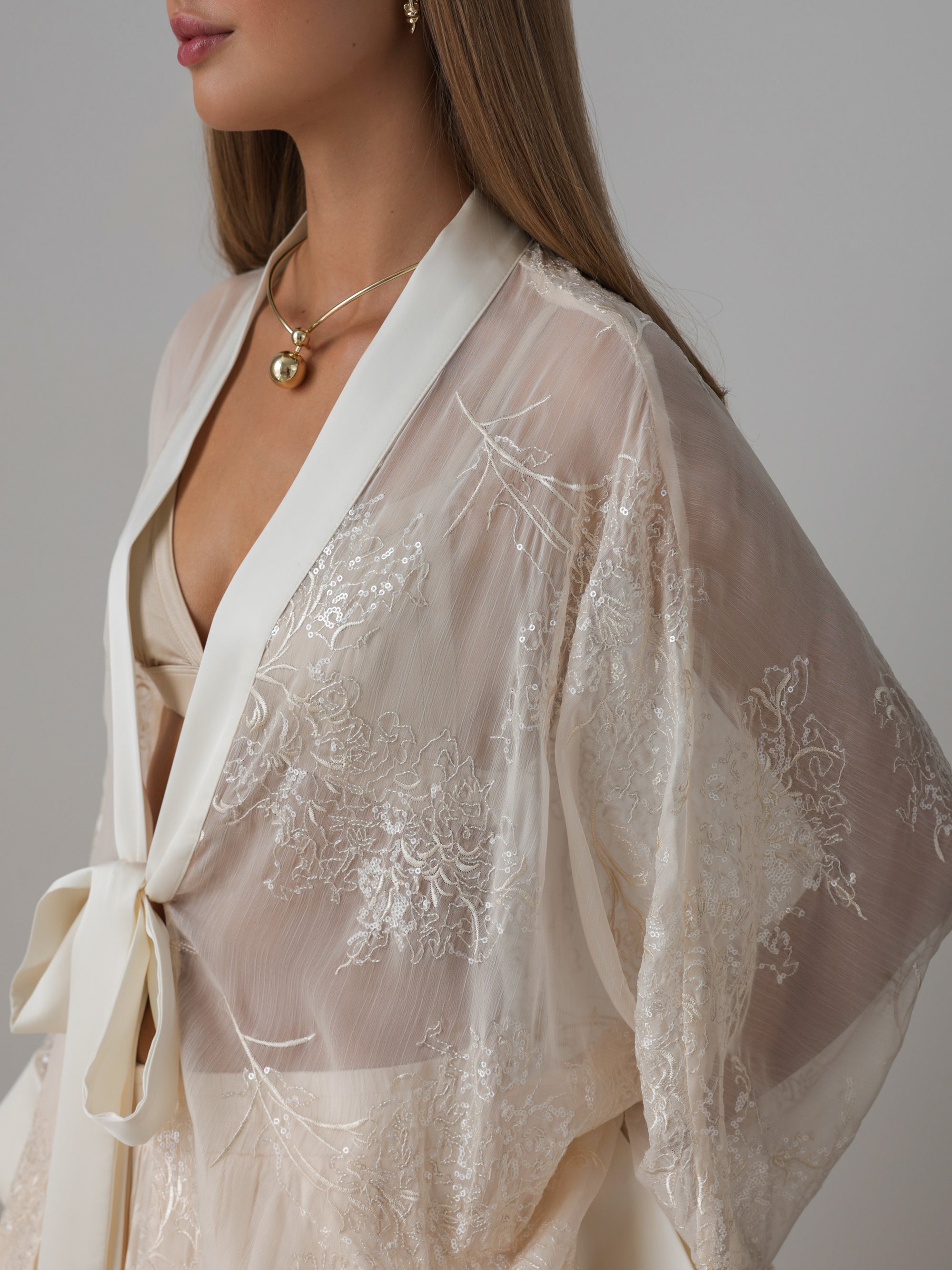 Sequin Satin Kimono