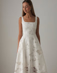 White Jacquard Midi Dress