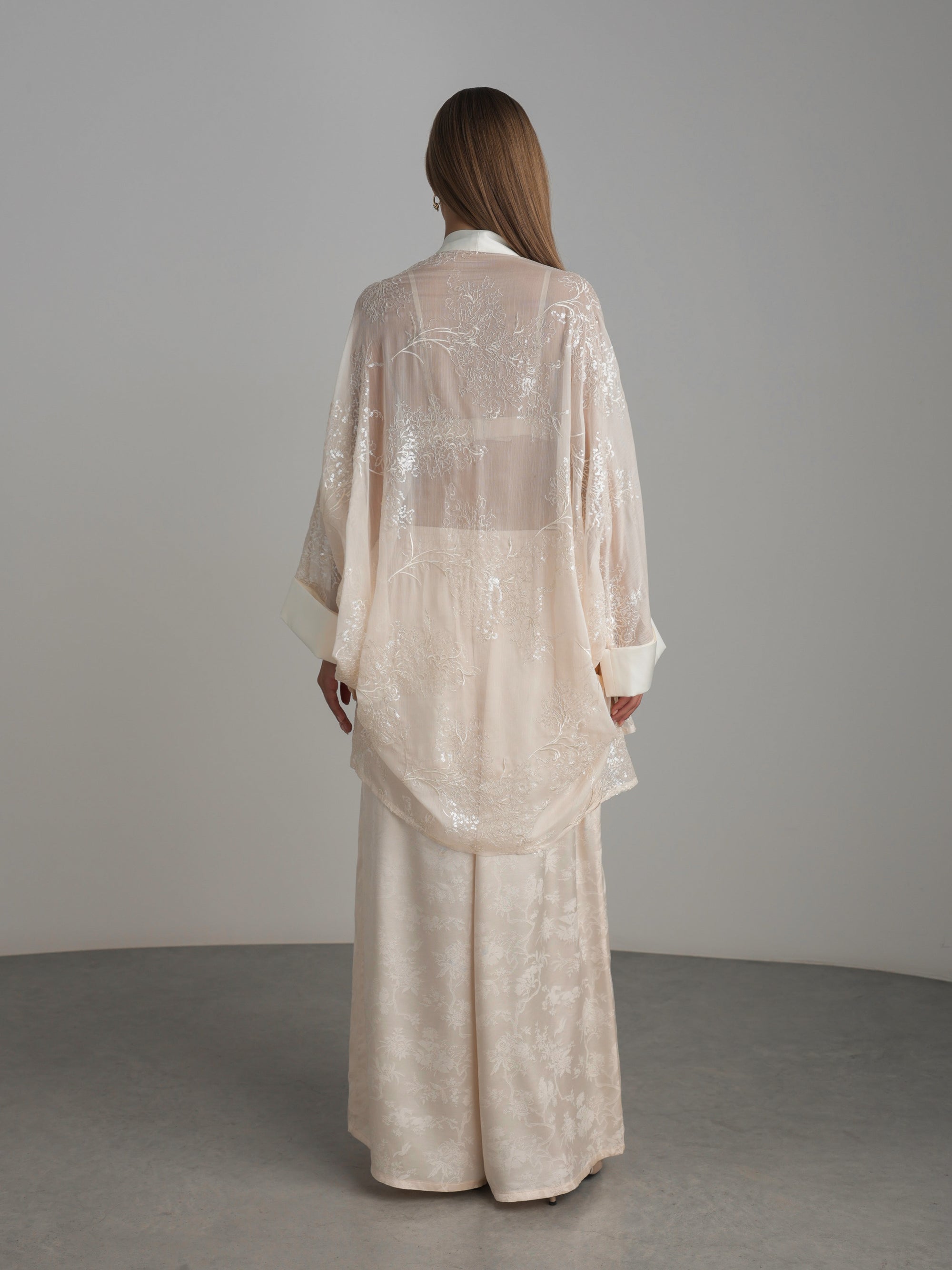 Jacquard Silk Palazzo Pants