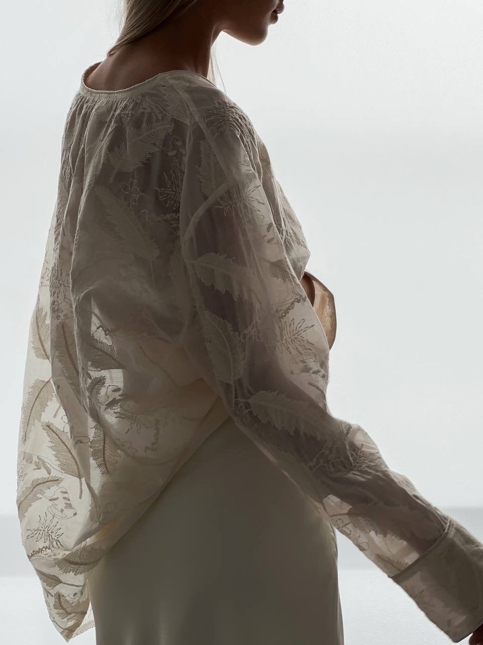 White Lace Embroidered Blouse