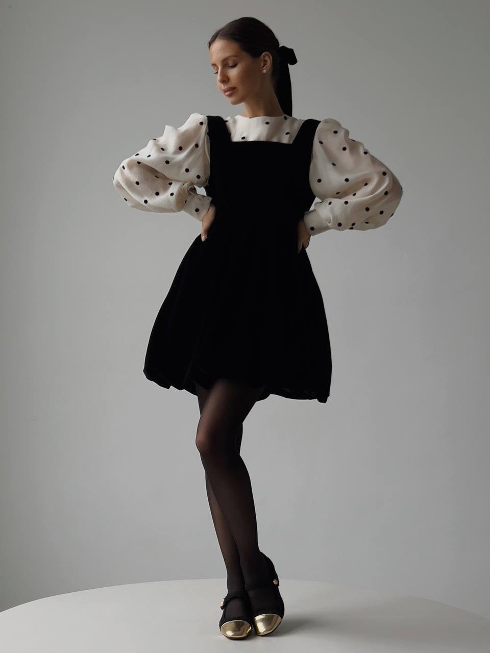 Balloon Sleeve Polka Dot Blouse
