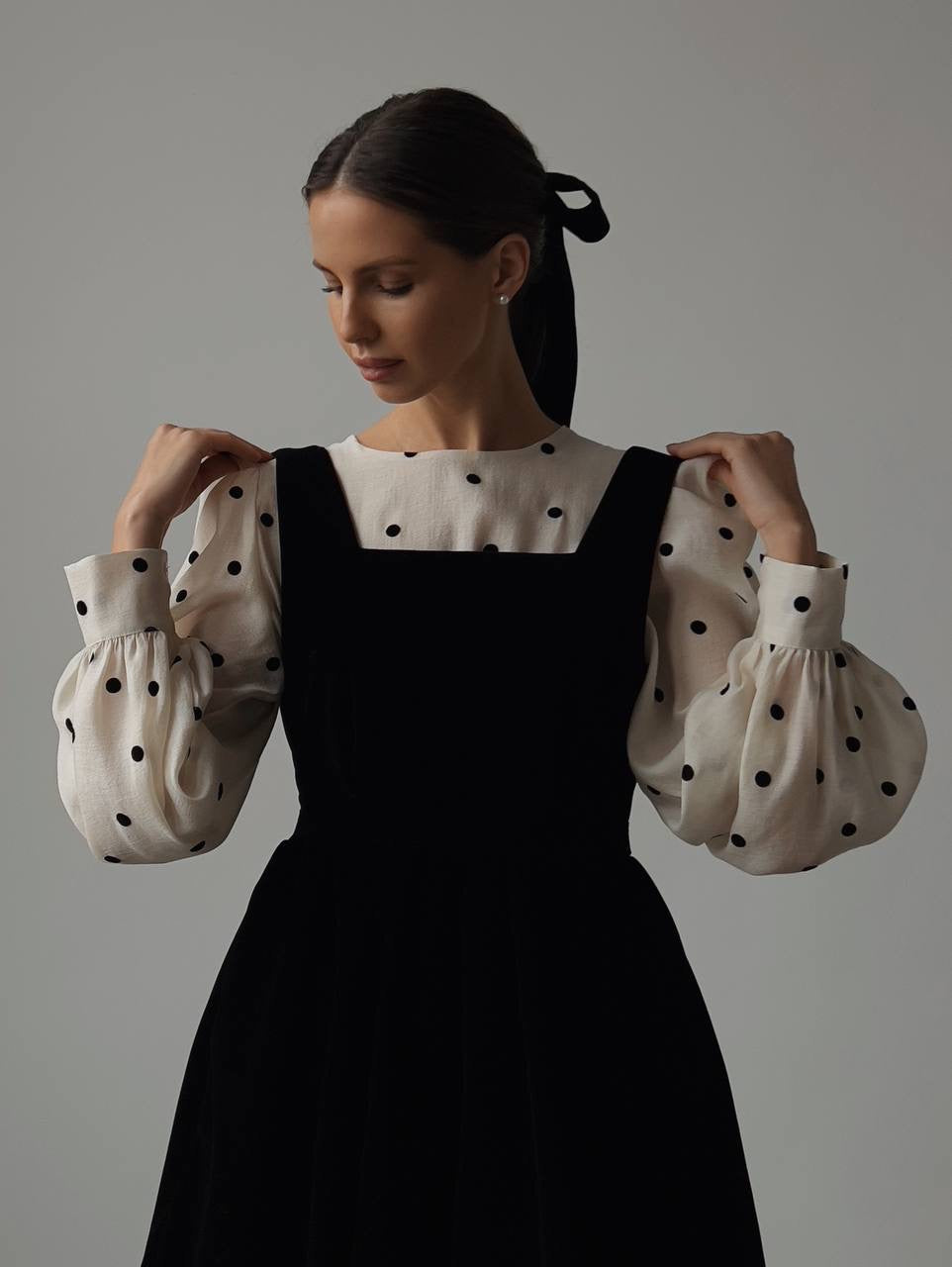 Balloon Sleeve Polka Dot Blouse