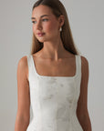 White Jacquard Midi Dress