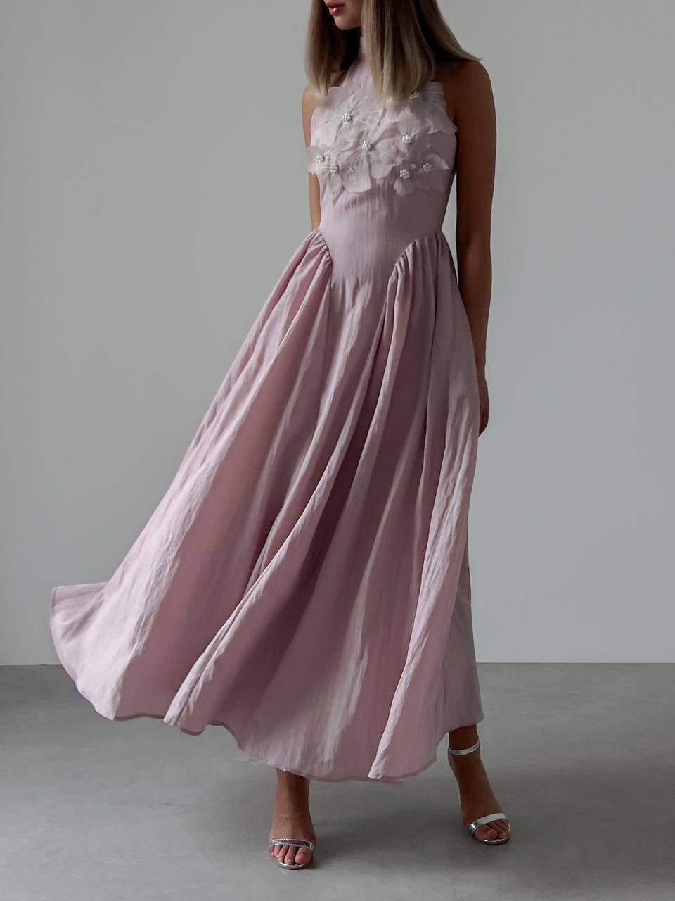 Lilac Blossom Halter Dress