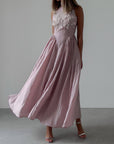 Neckholderkleid mit Fliederblüten-Print